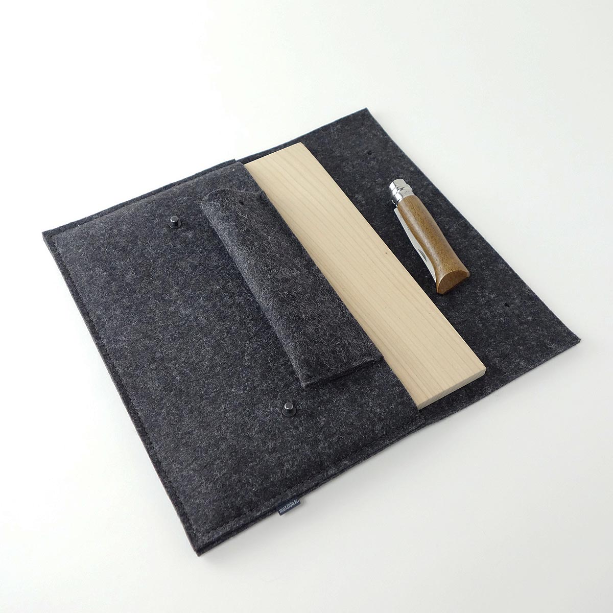 Picknick Set Brotzeit Set Brettchen Messer Leinentuch Filztasche