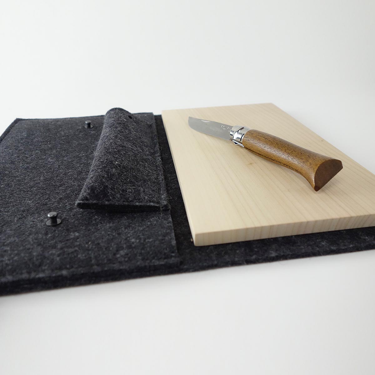 Picknick Set Brotzeit Set Brettchen Messer Leinentuch Filztasche