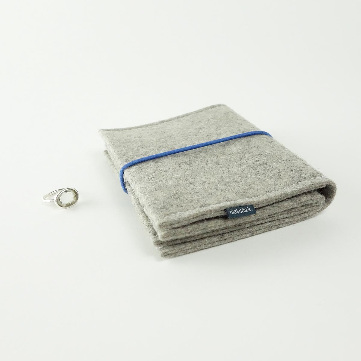 Schmuckaufbewahrung Gross Aus Wollfilz Hellgrau Rundgummi Mittelblau Matilda K