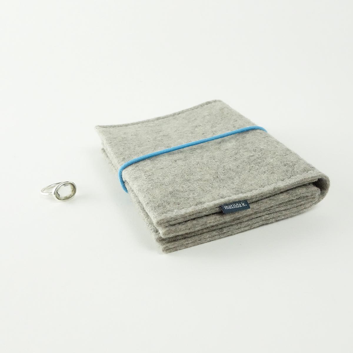 Schmuckaufbewahrung Gross Aus Wollfilz Hellgrau Rundgummi Tuerkis Matilda K